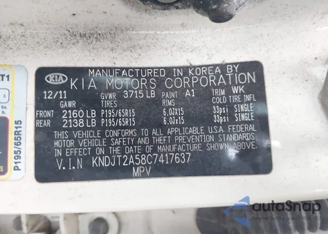 2012 Kia Soul z USA, uszkodzony, nr VIN KNDJT2A58C7417637